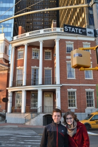 Benjamin and Cady in front of St. Elizabeth Ann Seton's Shrine, in New York.
